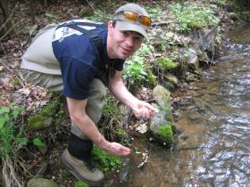 Denny with his first native brook trout!