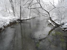 Winter snowfall on the Letort